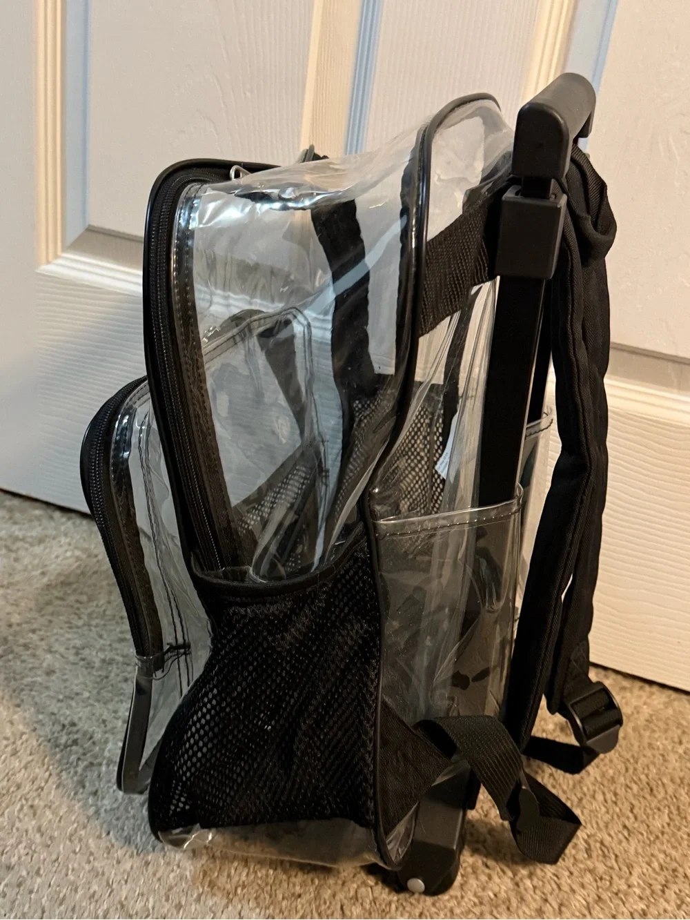 Clear Black PVC Backpack – Transparent Men’s Bag